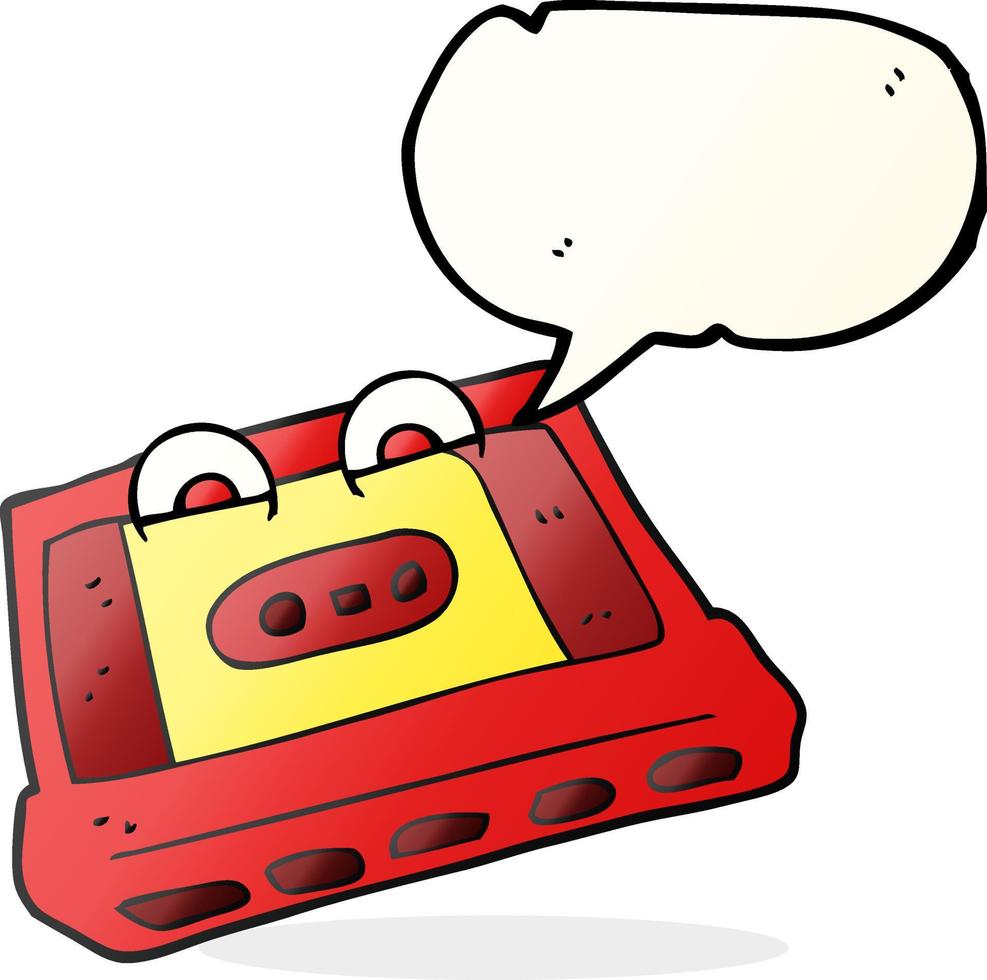 freehand drawn speech bubble cartoon cassette tape vector