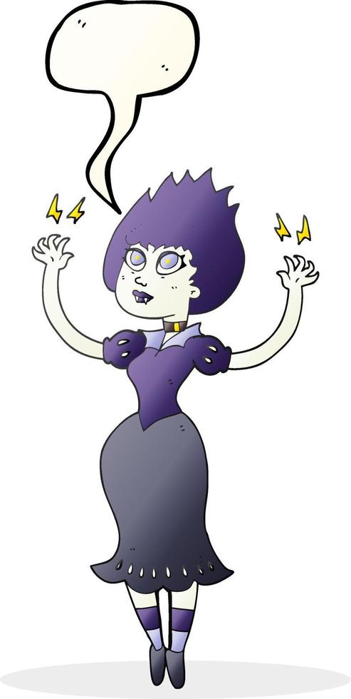 Discurso de burbuja dibujada a mano alzada cartoon chica vampiro vector