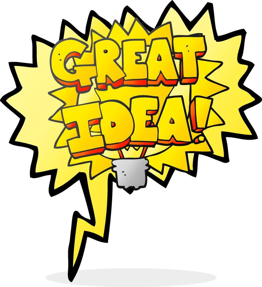 freehand drawn speech bubble cartoon GREAT IDEA  symbol vector