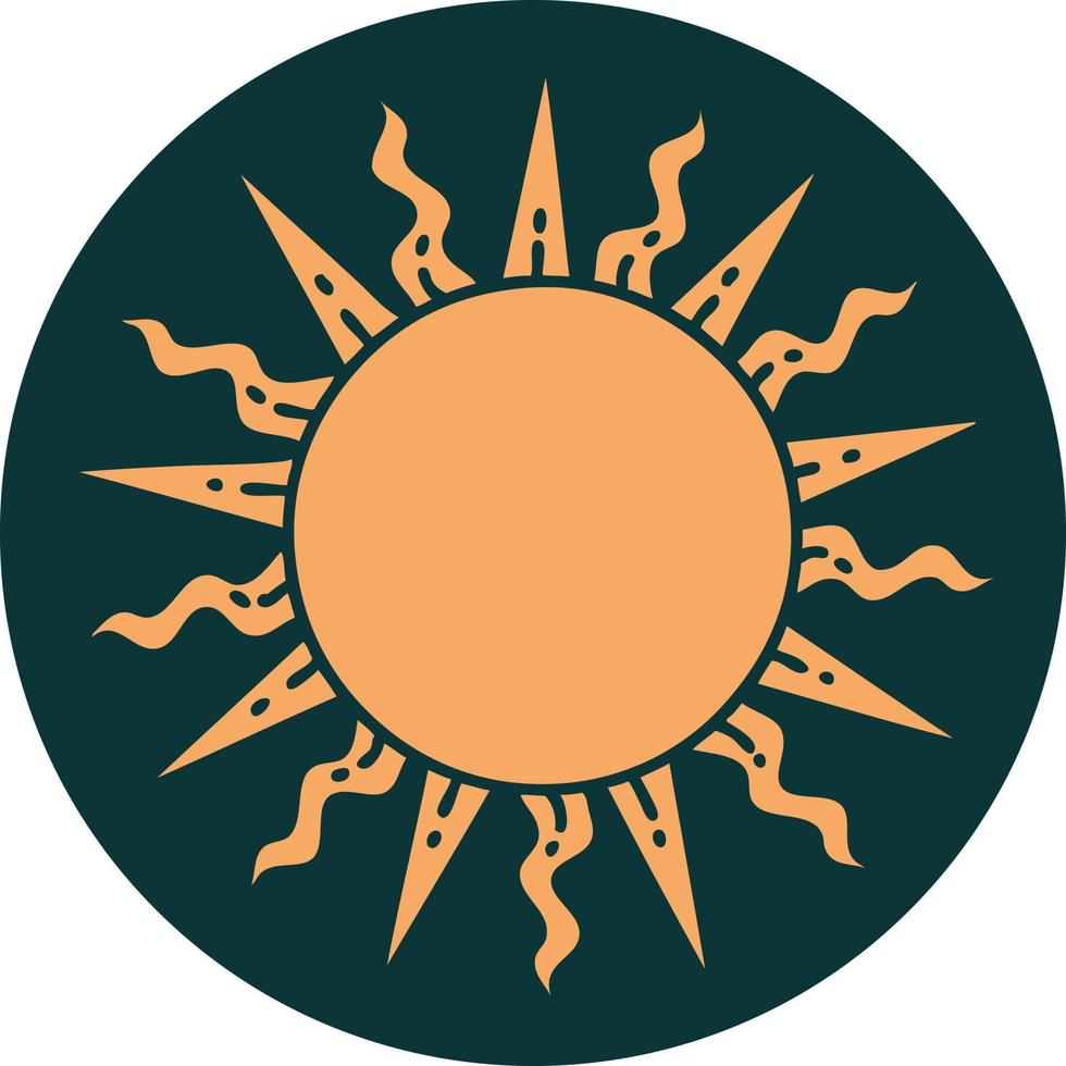 iconic tattoo style image of a sun vector