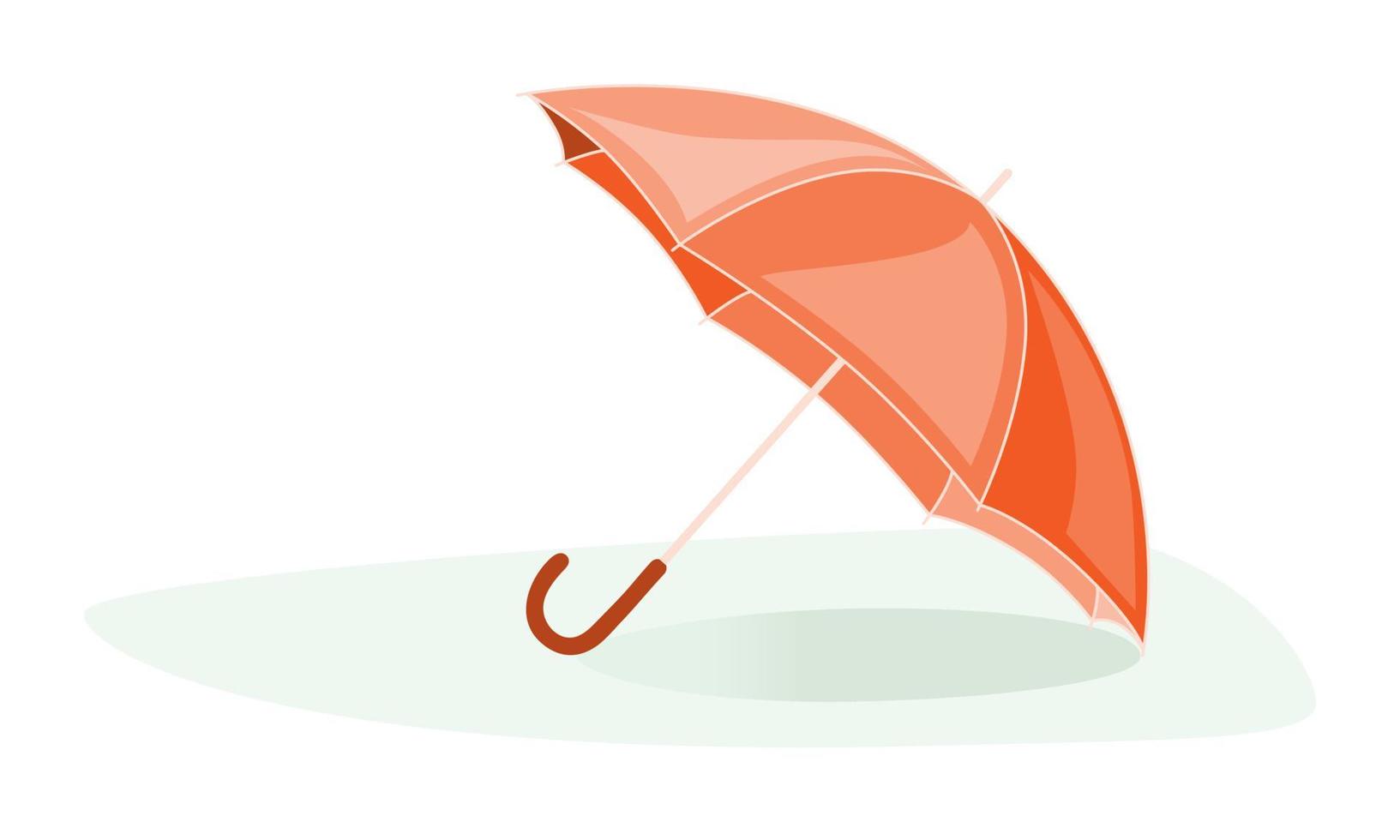 Bright orange - red umbrella on puddle. Isolated clipart elements on white background. Hand drawn illustration for decoration, scrapbooking, textile, wall paper, greeting cards design. vector