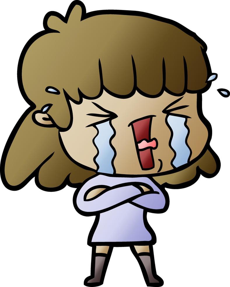 cartoon woman in tears vector