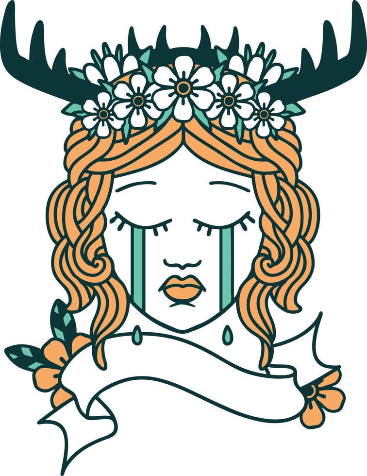 Retro Tattoo Style human druid vector