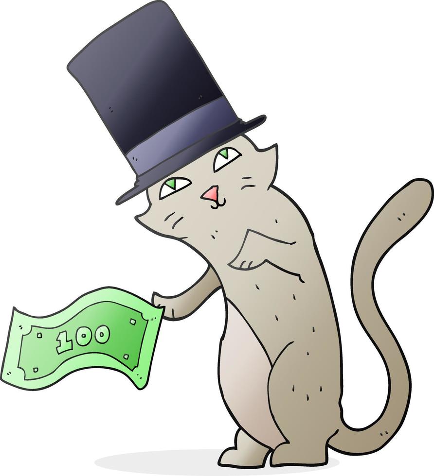 freehand drawn cartoon rich cat vector