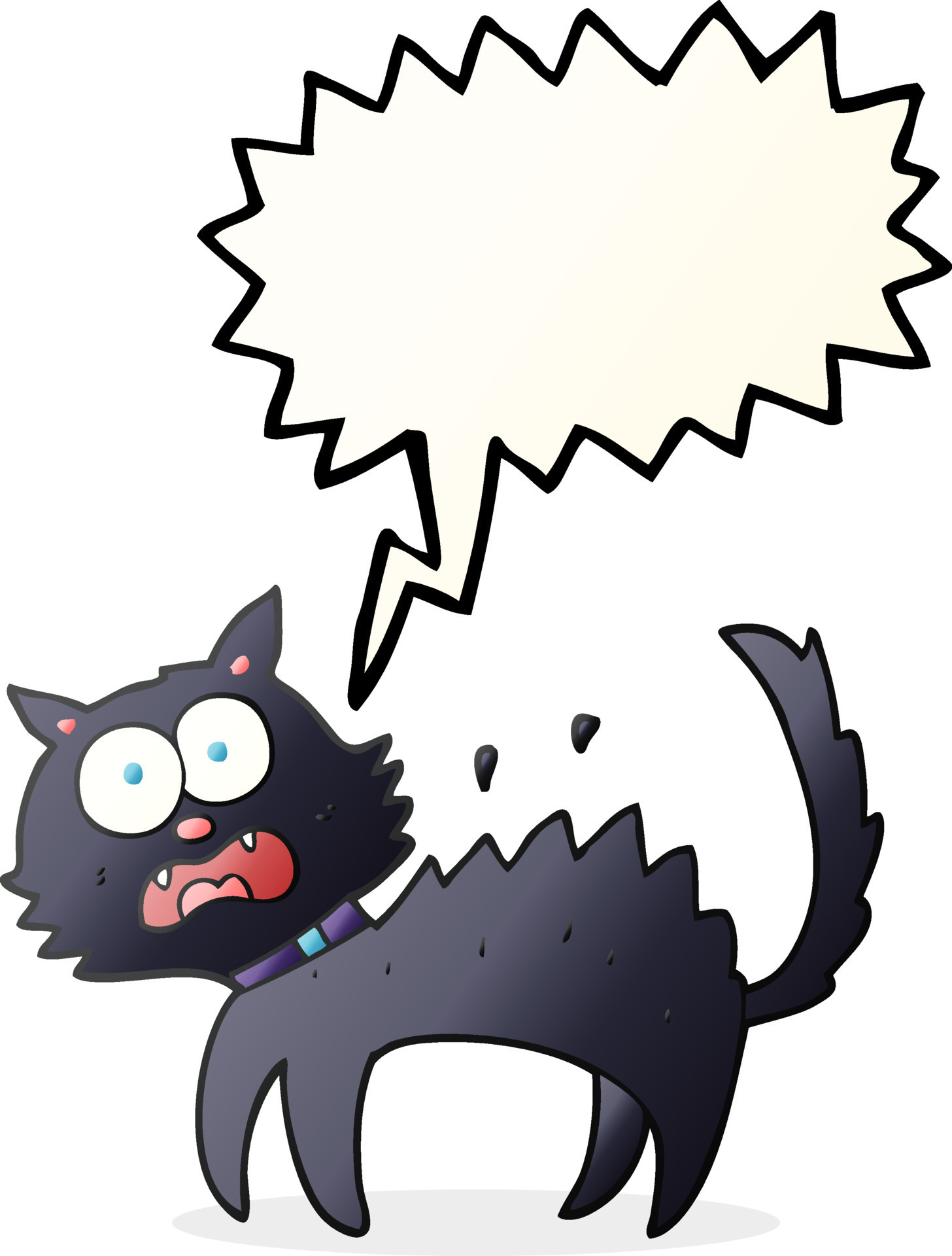 cartoon scared black cat