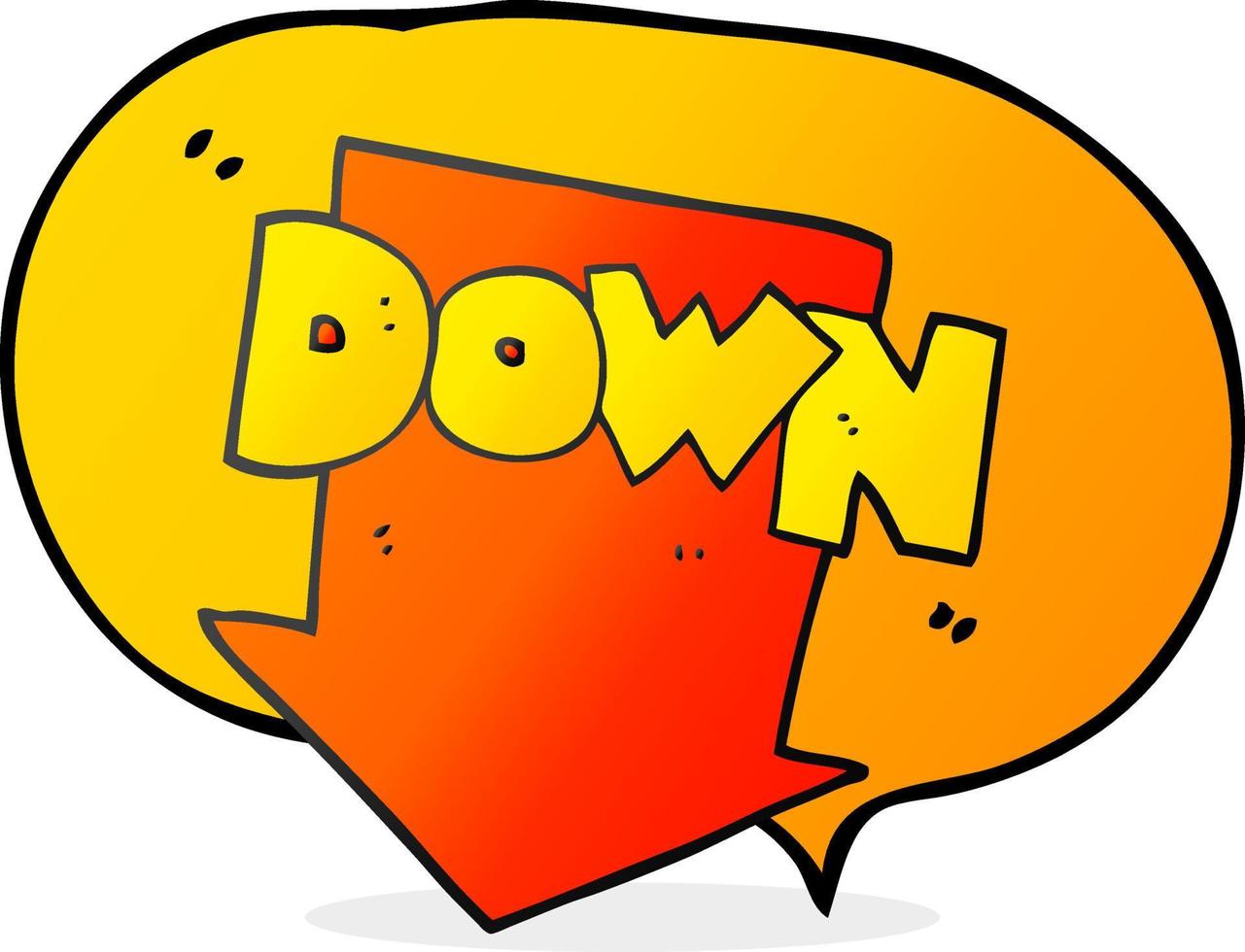 freehand drawn speech bubble cartoon down arrow symbol vector