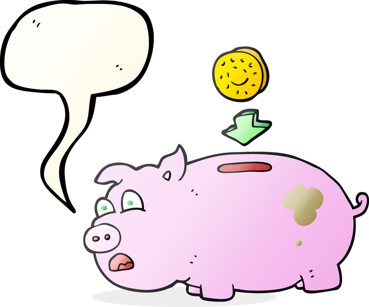 freehand drawn speech bubble cartoon piggy bank vector