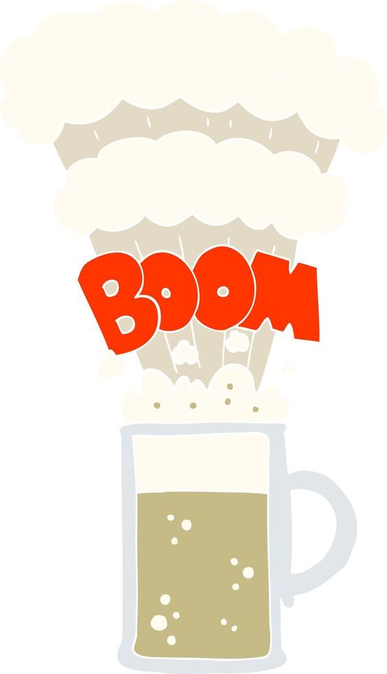 ilustración de color plano de cerveza explosiva vector