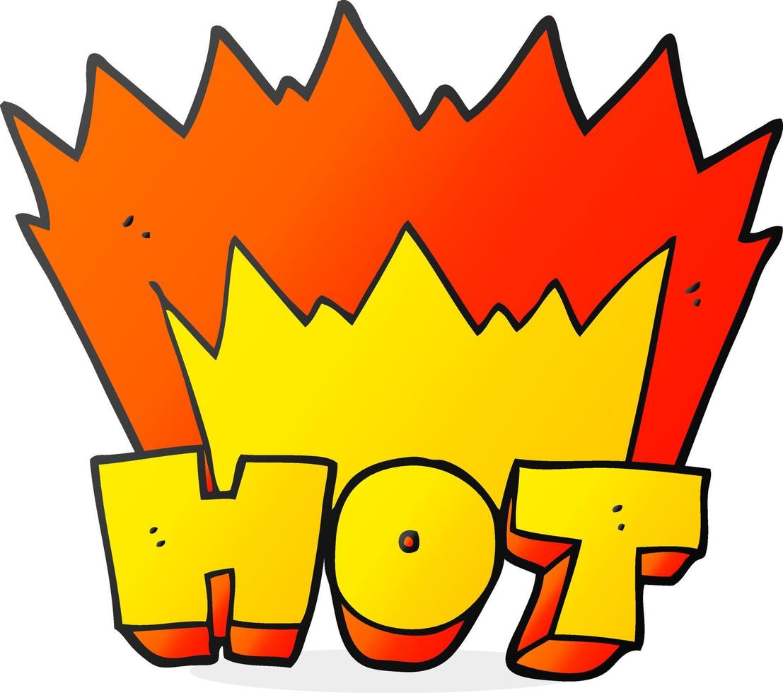 freehand drawn cartoon word hot vector