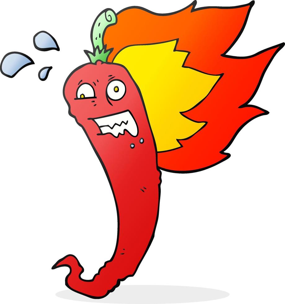 hot chilli pepper freehand drawn cartoon vector