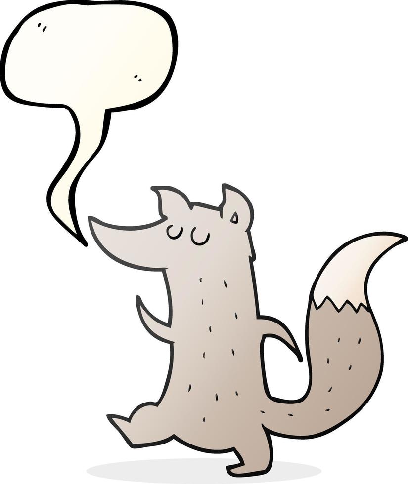 freehand drawn speech bubble cartoon cute wolf vector