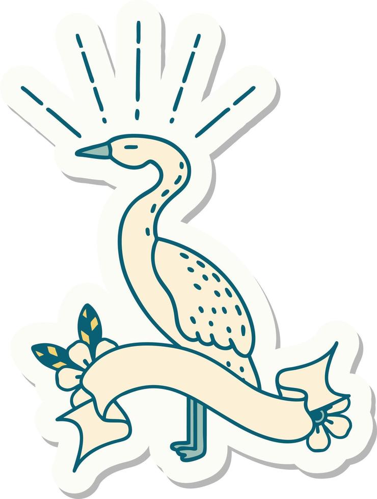 sticker of a tattoo style standing stork vector