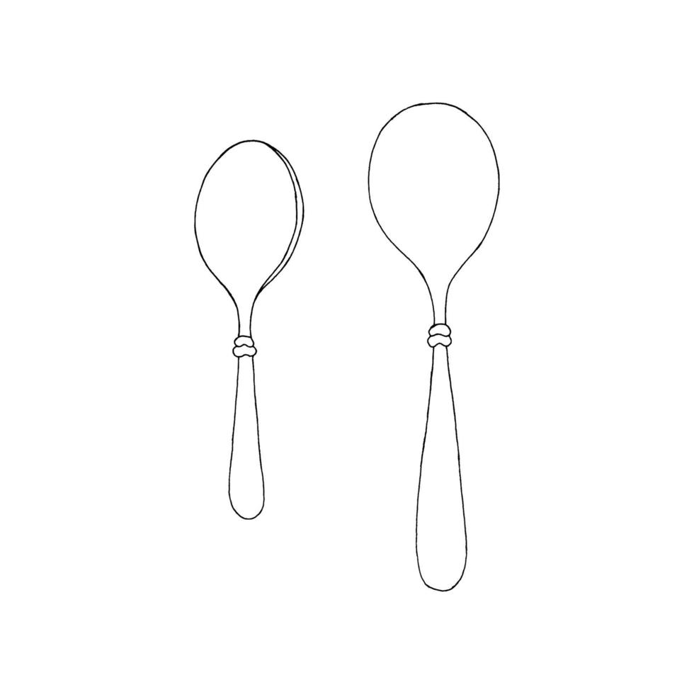 A spoon for eating. A sketch. A tool for eating. Vector illustration. Outline on an isolated white background. Doodle style. Tablespoon. An idea for web design.