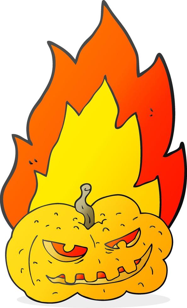 freehand drawn cartoon flaming halloween pumpkin vector