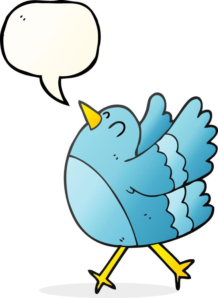 freehand drawn speech bubble cartoon happy bird vector