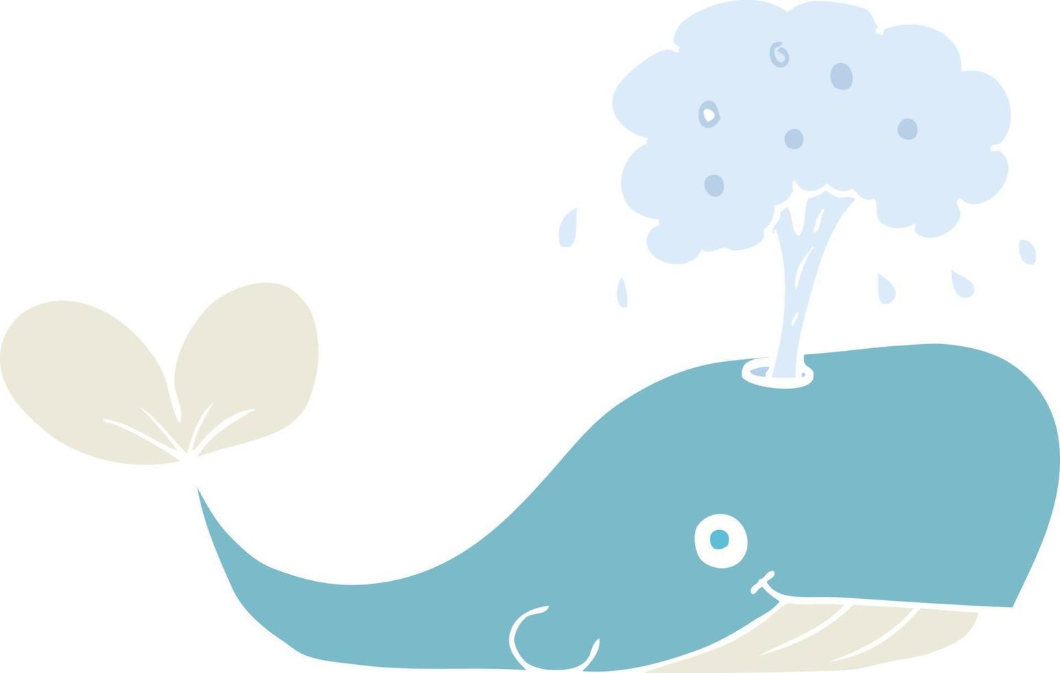 flat color illustration of whale spouting water vector