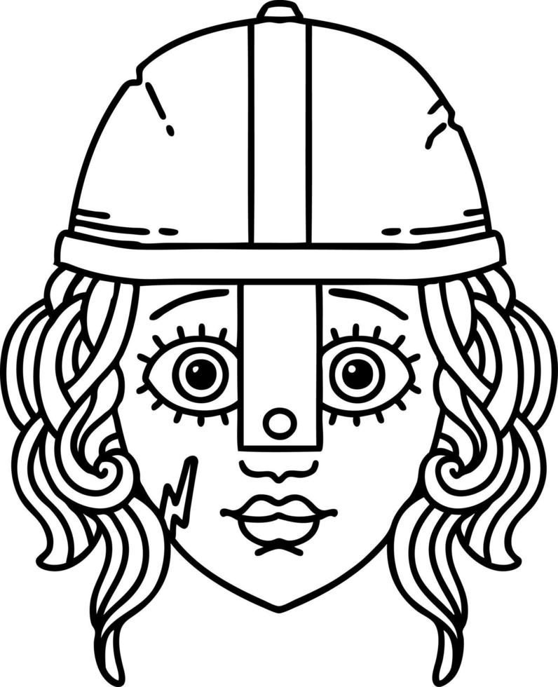 Black and White Tattoo linework Style human fighter vector