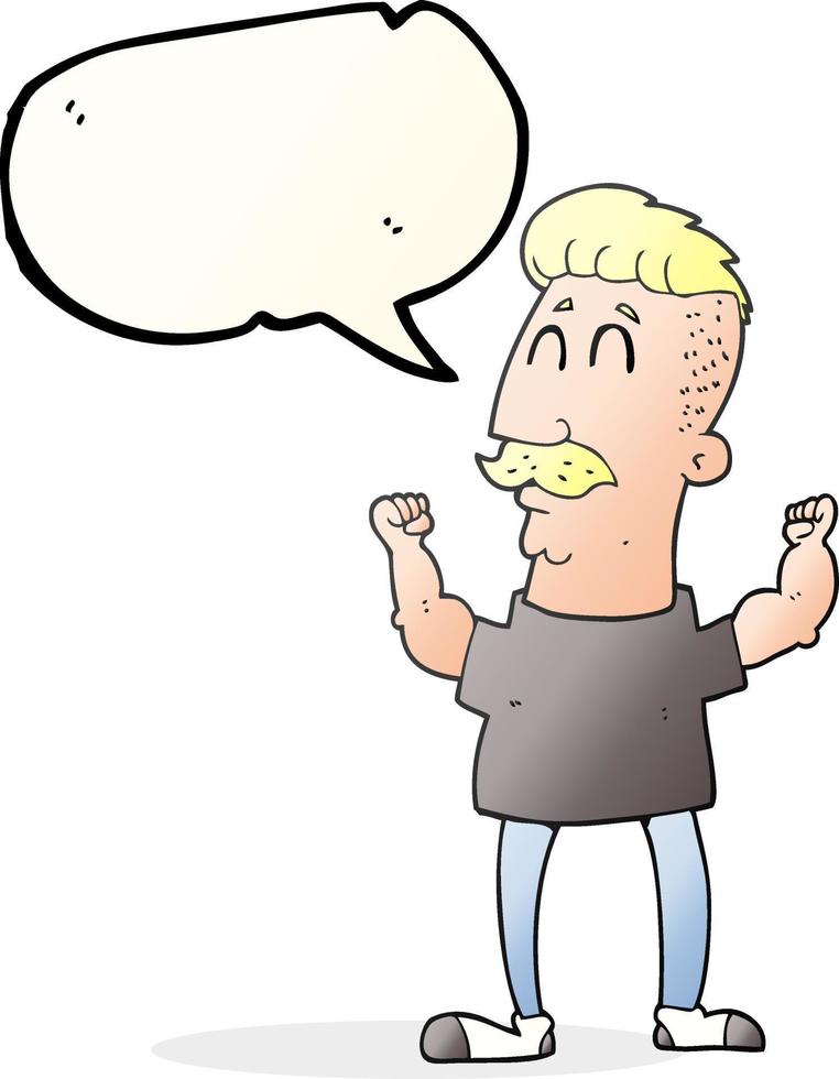 freehand drawn speech bubble cartoon celebrating man vector