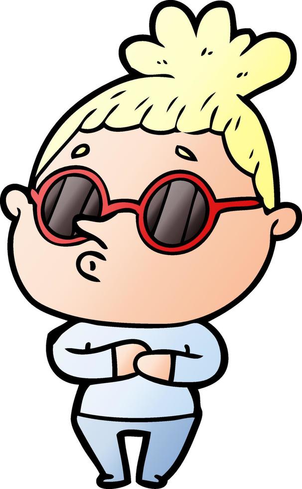 cartoon woman wearing sunglasses vector