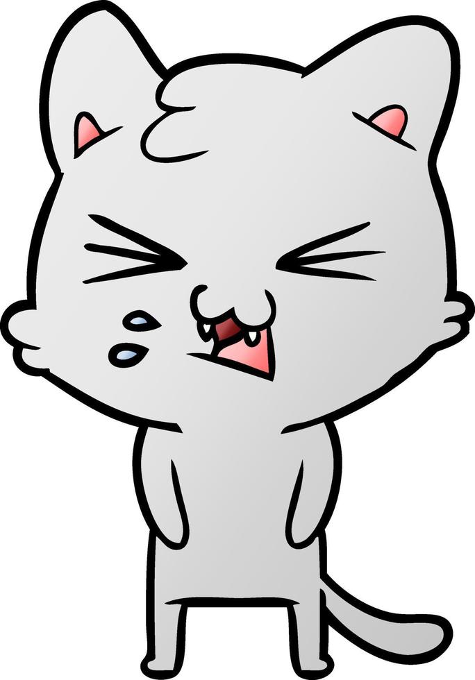 cartoon cat hissing vector
