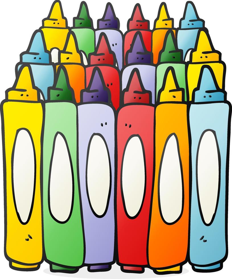 lápices de colores de dibujos animados dibujados a mano alzada vector