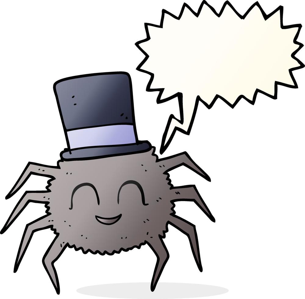freehand drawn speech bubble cartoon spider wearing top hat vector