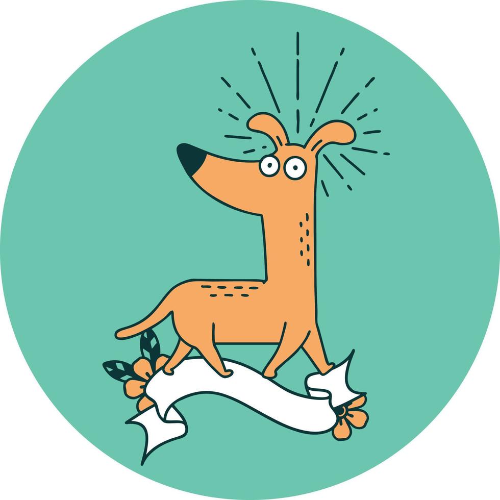 icon of a tattoo style surprised dog vector