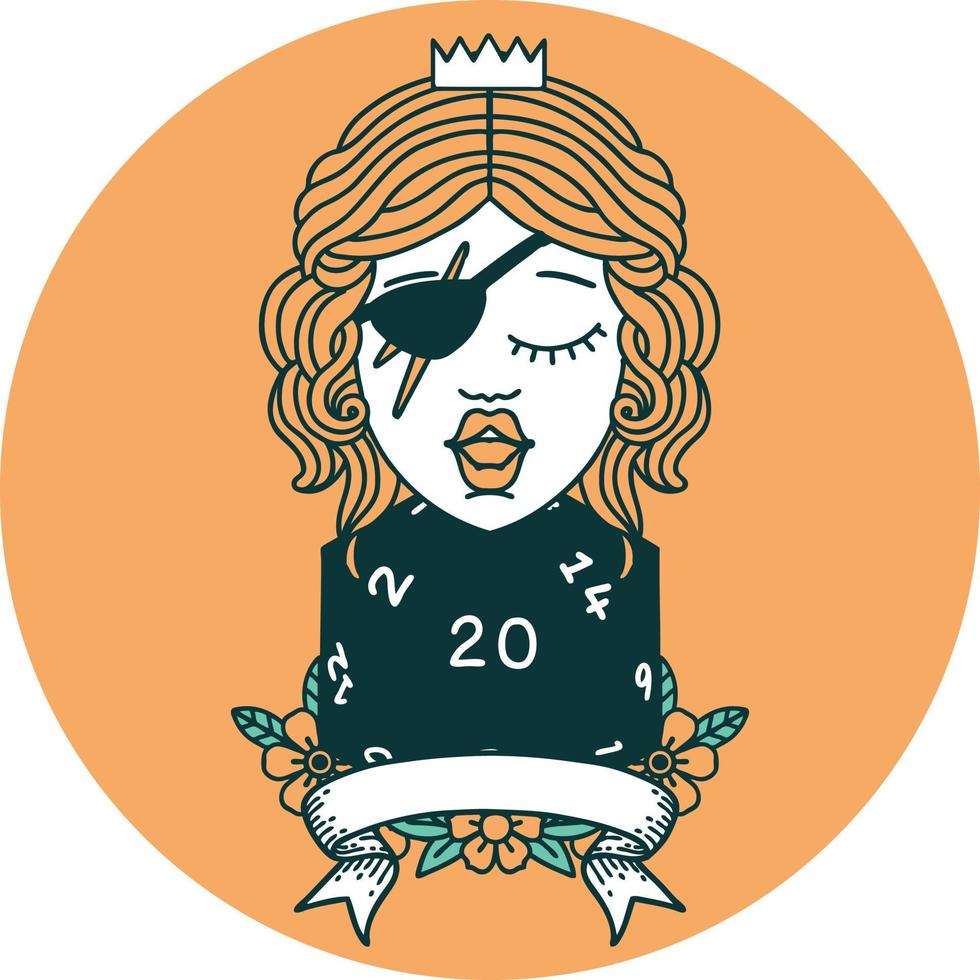 icon of human rogue with natural 20 dice roll vector