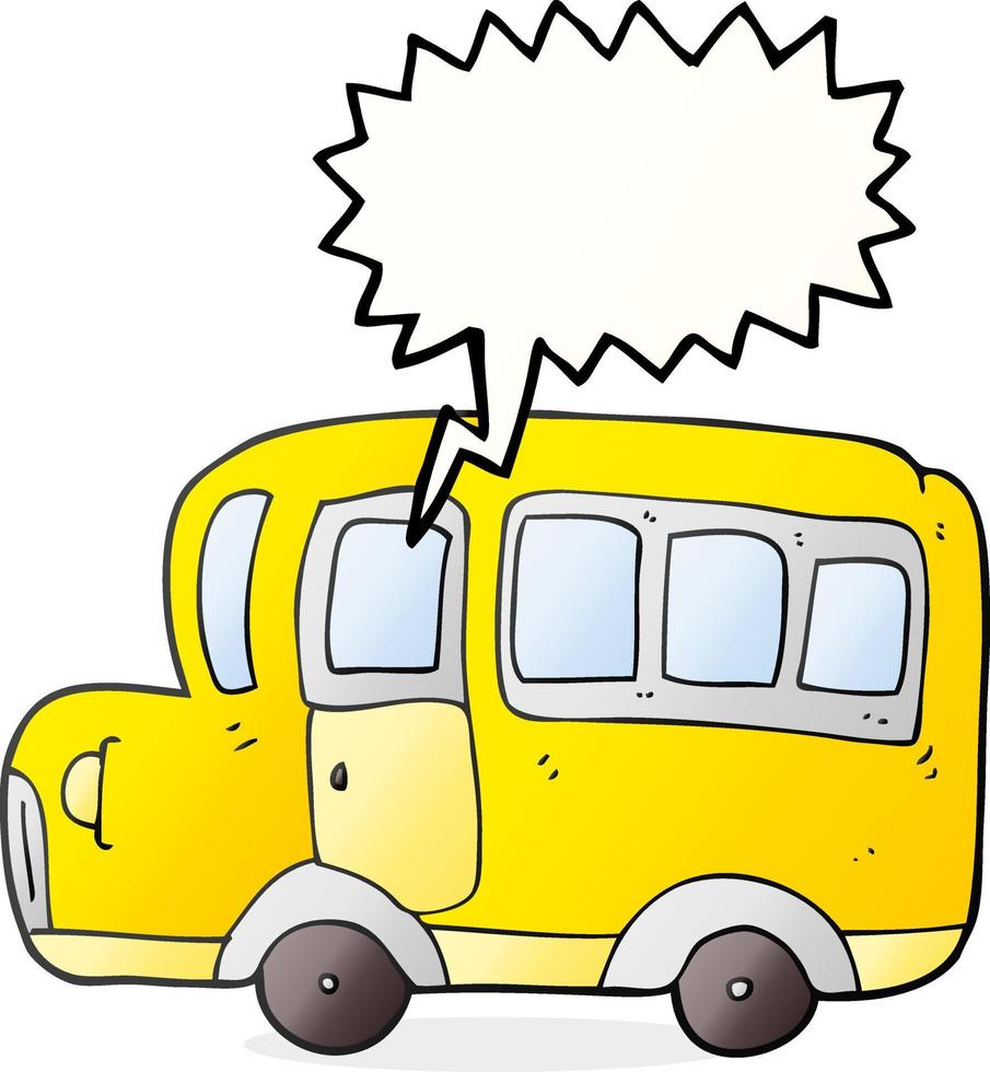 freehand drawn speech bubble cartoon yellow school bus vector
