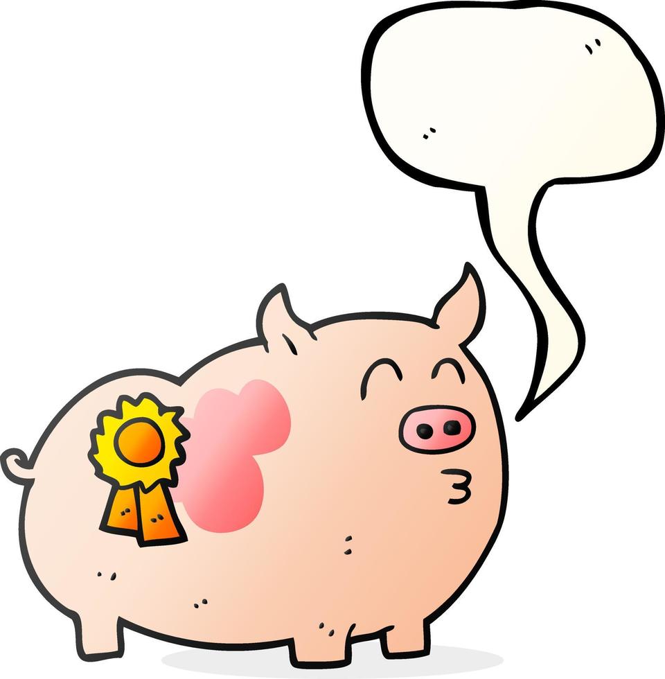freehand drawn speech bubble cartoon prize winning pig vector