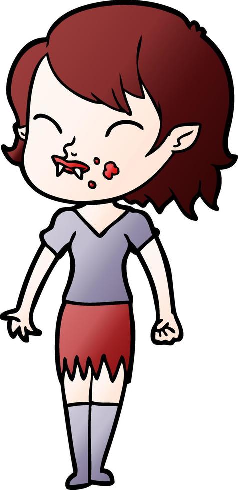 cartoon vampire girl with blood on cheek vector