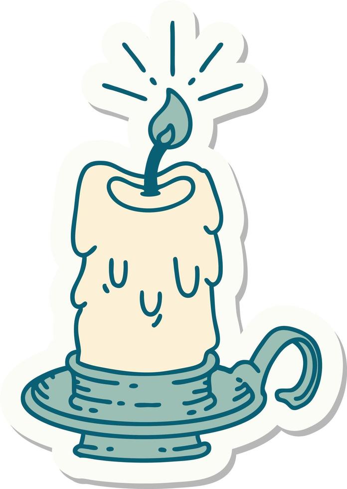 sticker of a tattoo style spooky melting candle vector