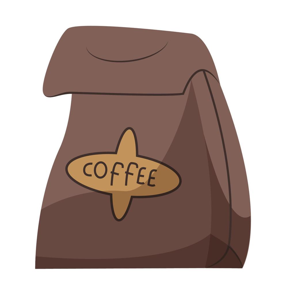 Kraft bag with coffee to go. Vector flat illustration package