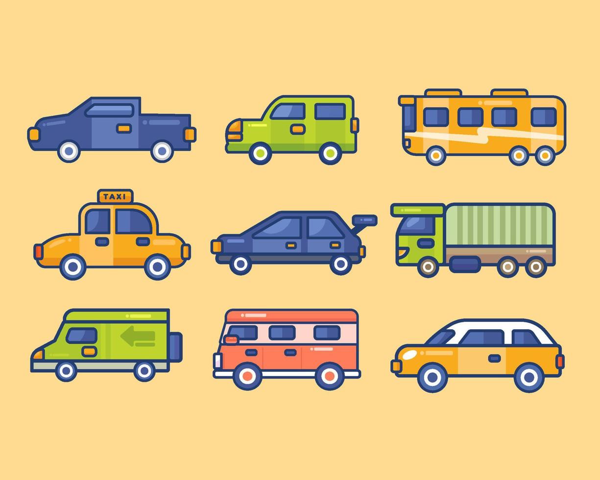Colorful Cars Icon Set vector