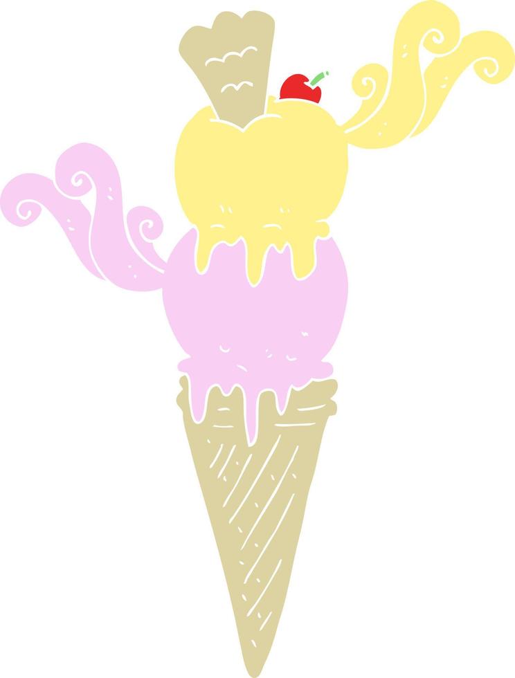 ilustración de color plano de cono de helado vector