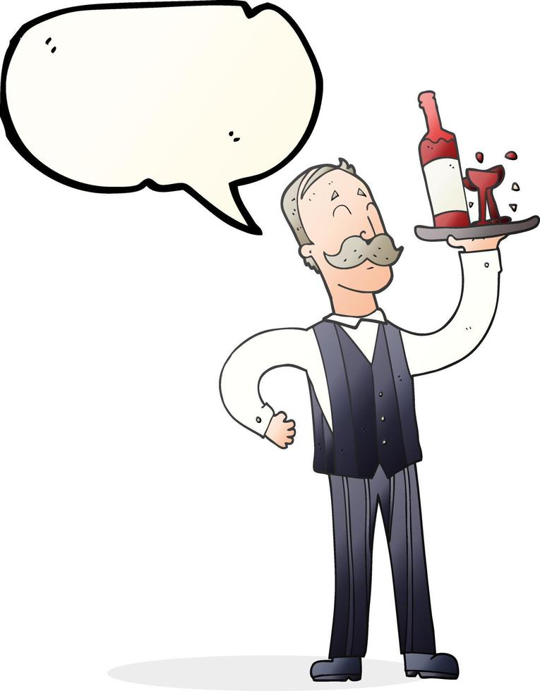 freehand drawn speech bubble cartoon waiter vector