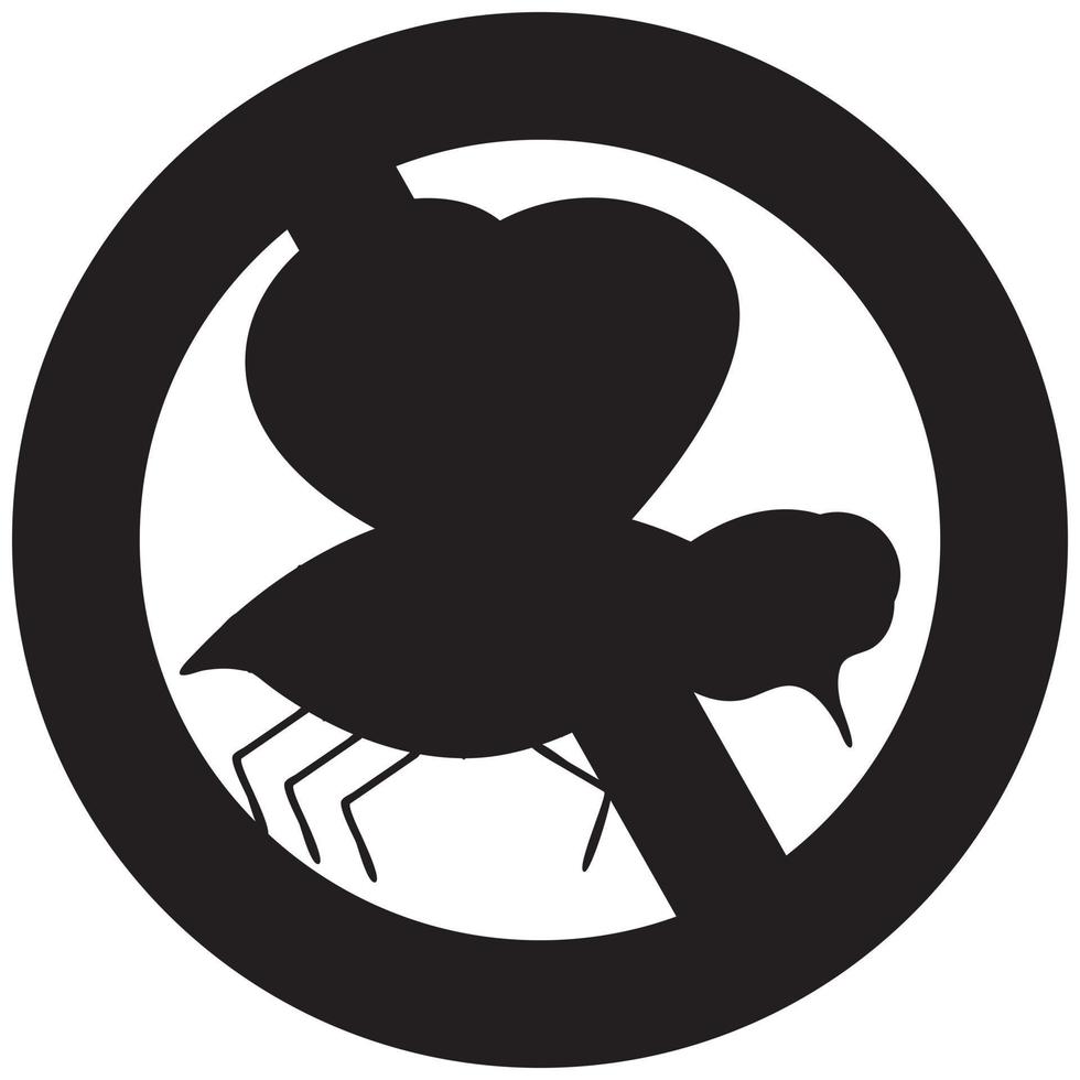 A cute bee crossed out with a prohibition sign. Vector illustration isolated on a white background.