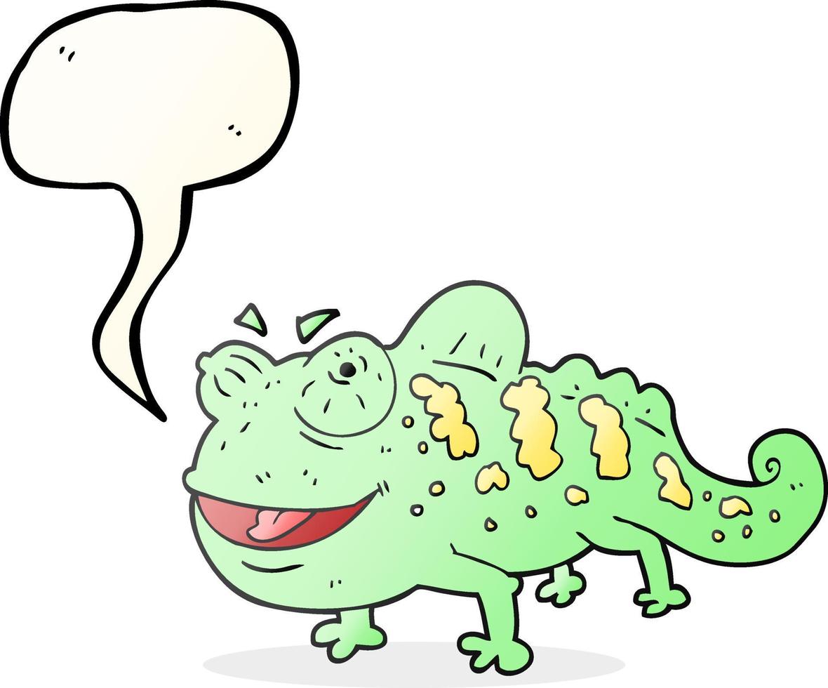 freehand drawn speech bubble cartoon chameleon vector