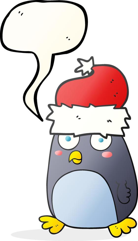 freehand drawn speech bubble cartoon penguin vector