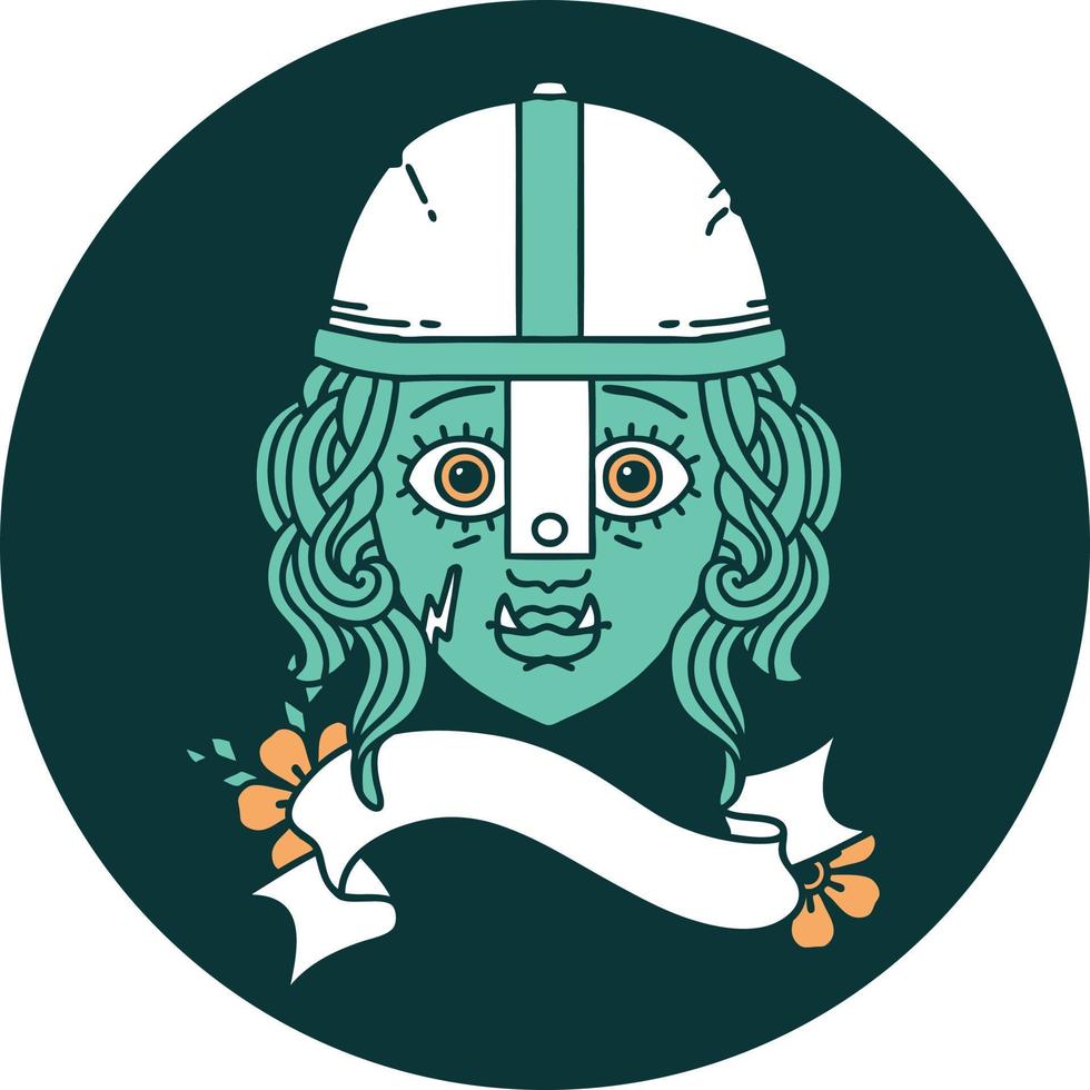 icon of orc fighter character face vector