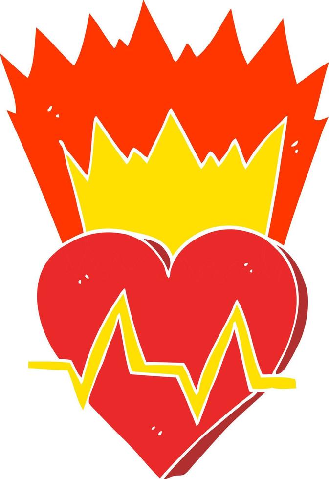 flat color illustration of heart rate vector