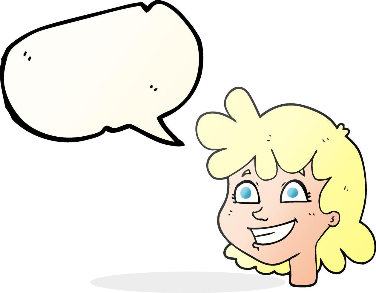 freehand drawn speech bubble cartoon female face vector