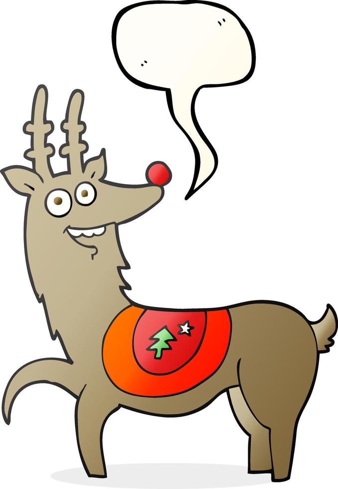 freehand drawn speech bubble cartoon christmas reindeer vector