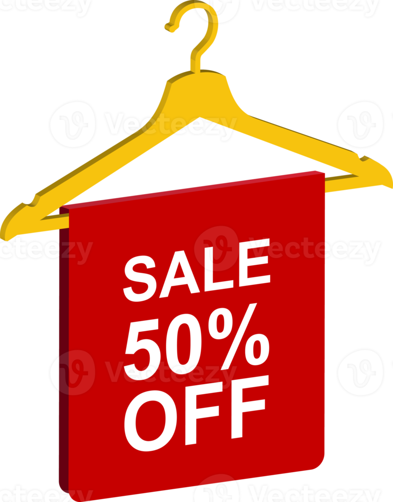 red sale 50 percent off hanger icon badge discount concept png