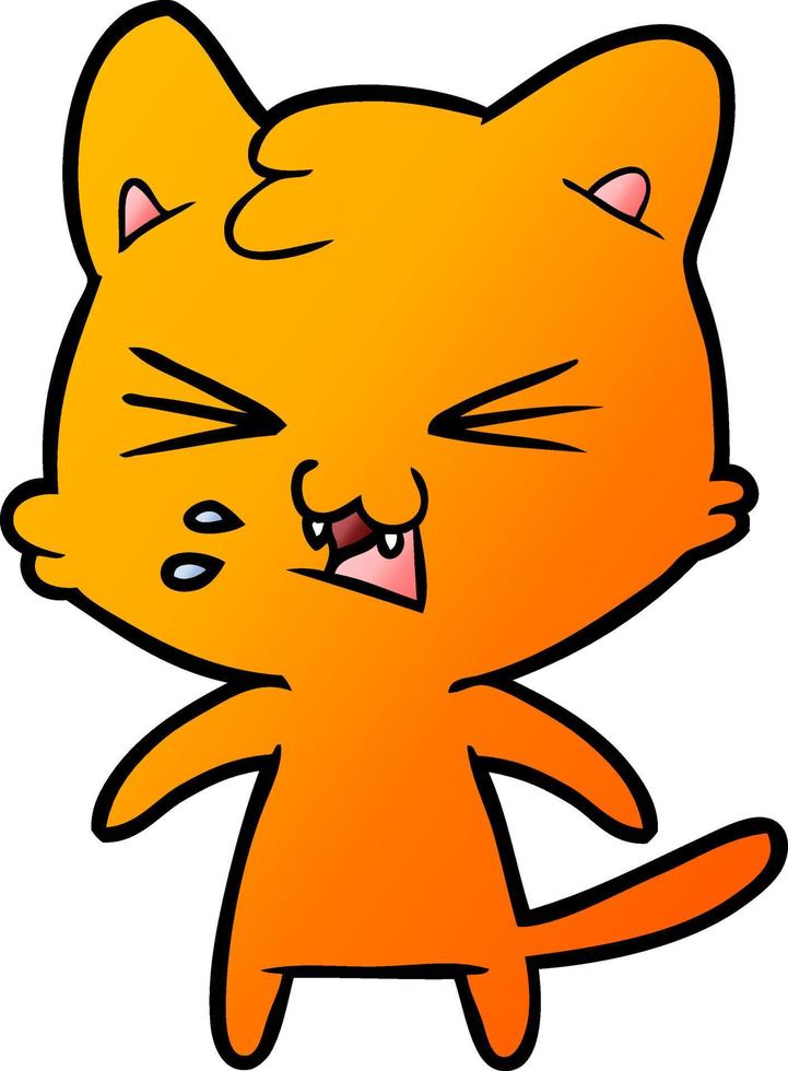 cartoon cat hissing vector