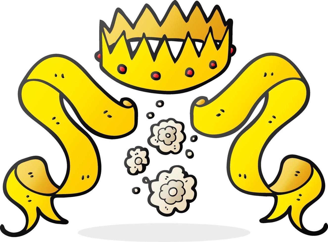 freehand drawn cartoon crown and scroll vector