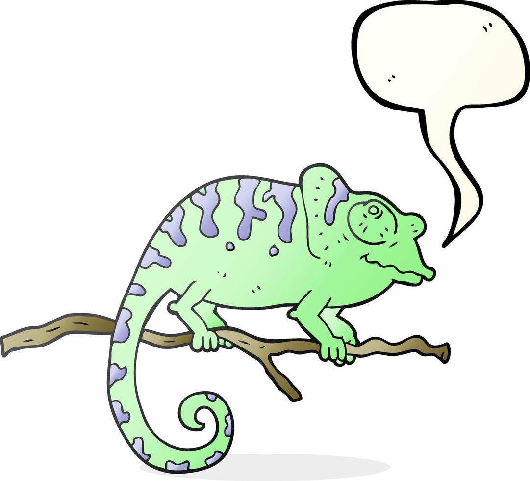 freehand drawn speech bubble cartoon chameleon vector