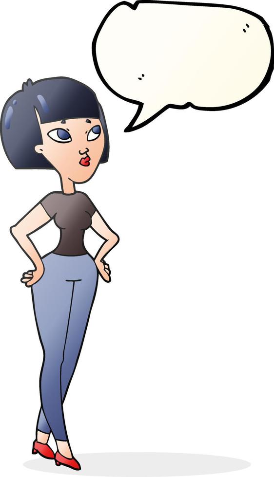 freehand drawn speech bubble cartoon woman vector