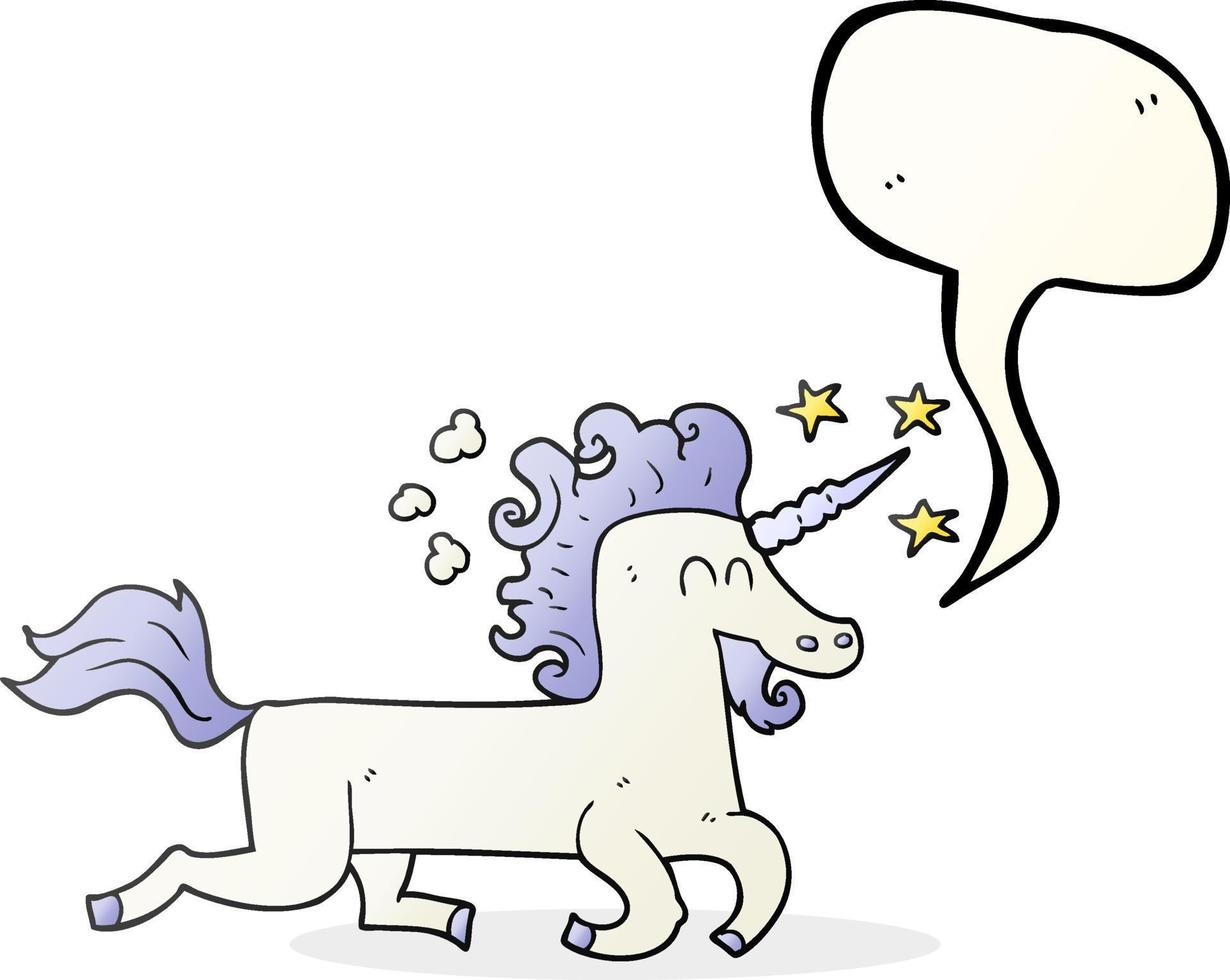 freehand drawn speech bubble cartoon unicorn vector