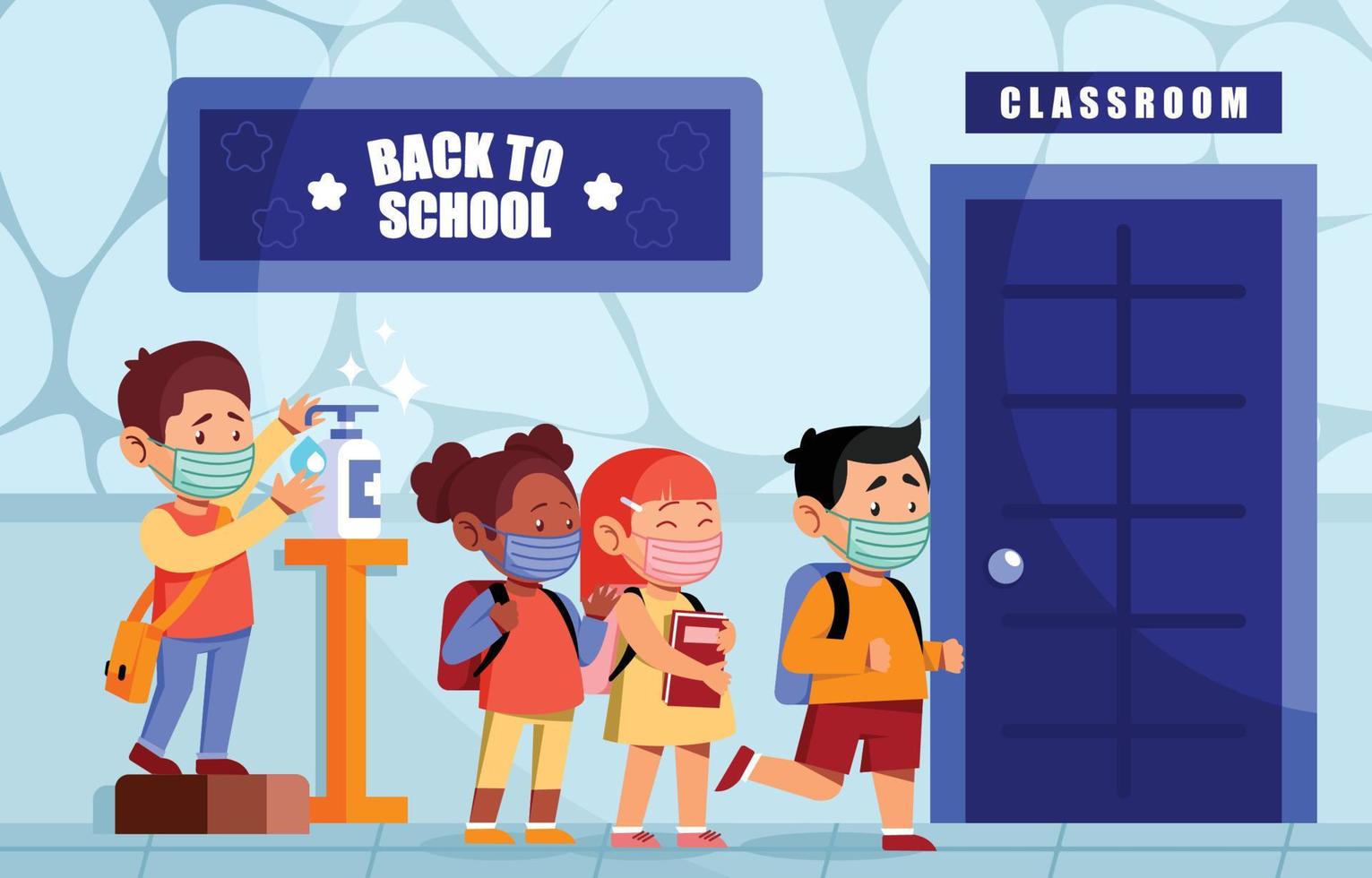 Back to School in New Normal Concept vector